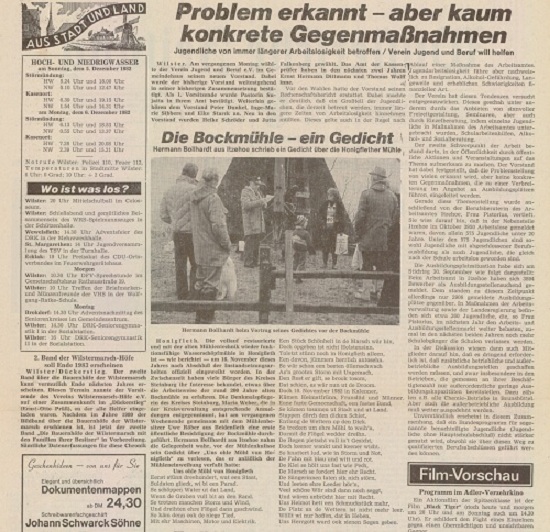 Zeitungsartikel Dezember 1982